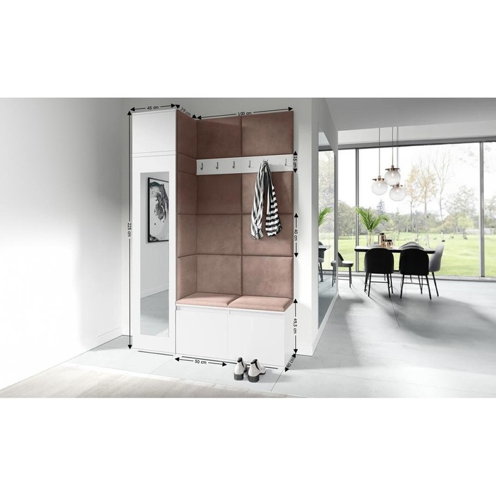 Cuier Hol Max 22 Culoare Maro cu Alb 145x225x40 cm