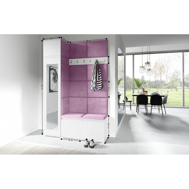 Cuier Hol Max 22 Culoare Mov cu Alb 145x225x40 cm