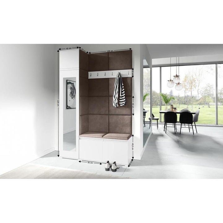 Cuier Hol Max 22 Culoare Maro inchis cu Alb 145x225x40 cm