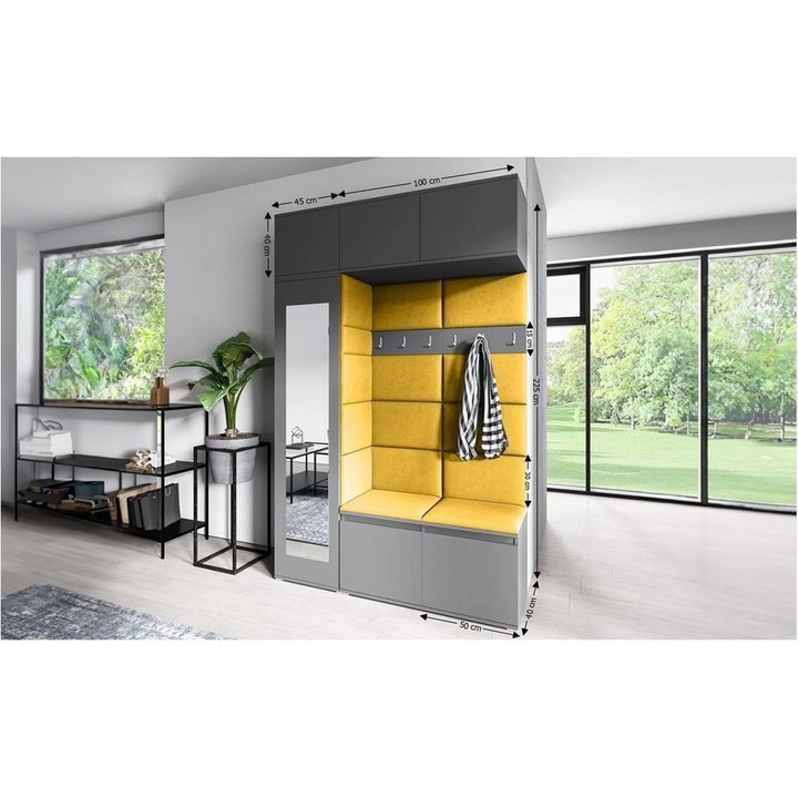 Cuier Hol Max 21 Culoare Galben mustar cu Grafit 145x225x40 cm