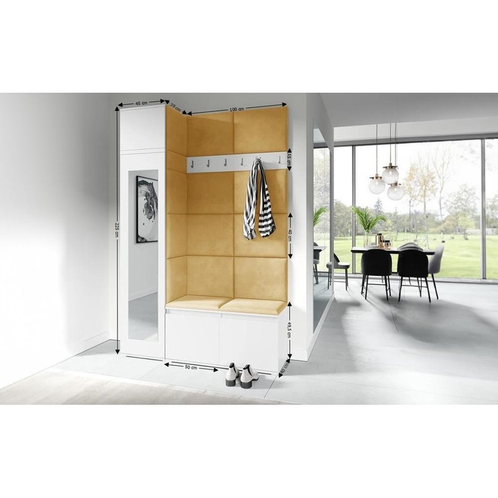 Cuier Hol Max 22 Culoare Galben cu Alb 145x225x40 cm