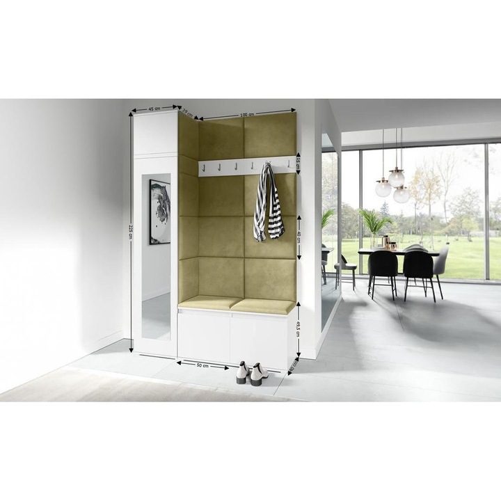 Cuier Hol Max 22 Culoare Verde iarba cu Alb 145x225x40 cm