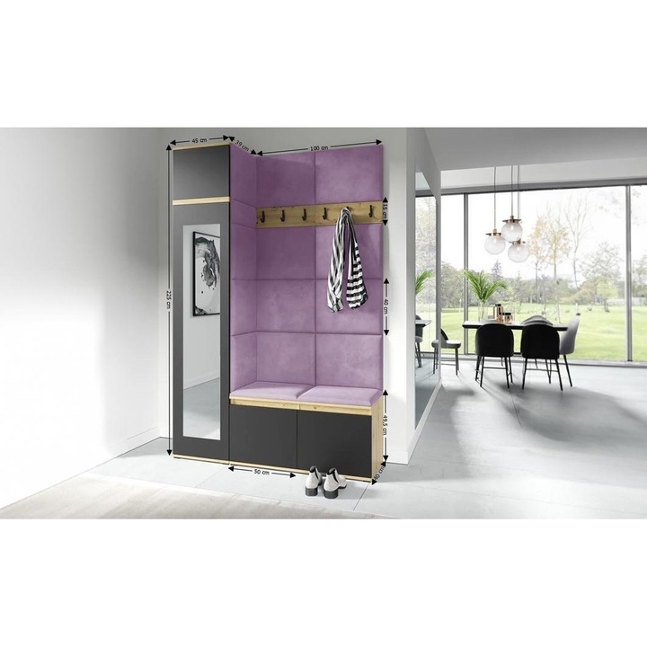 Cuier Hol Max 22 Culoare Mov cu Artisan 145x225x40 cm