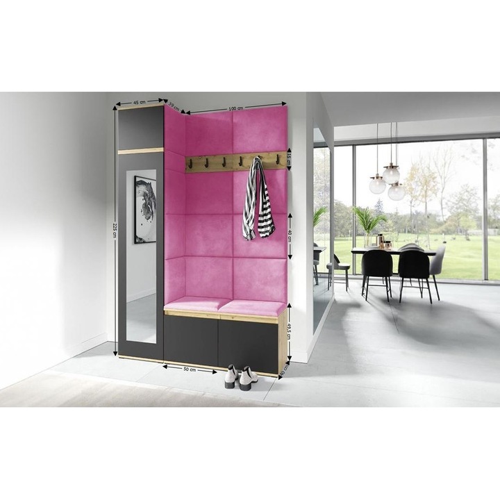 Cuier Hol Max 22 Culoare Roz cu Artisan 145x225x40 cm