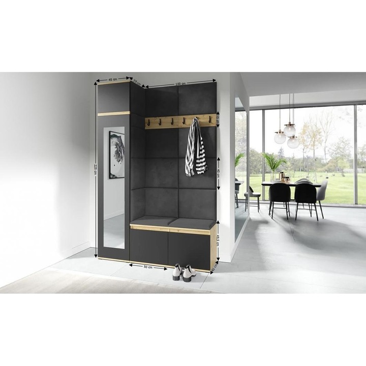 Cuier Hol Max 22 Culoare Gri grafit cu Artisan 145x225x40 cm