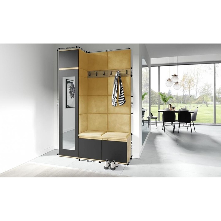 Cuier Hol Max 22 Culoare Galben cu Artisan 145x225x40 cm