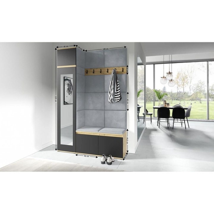 Cuier Hol Max 22 Culoare Gri cu Artisan 145x225x40 cm