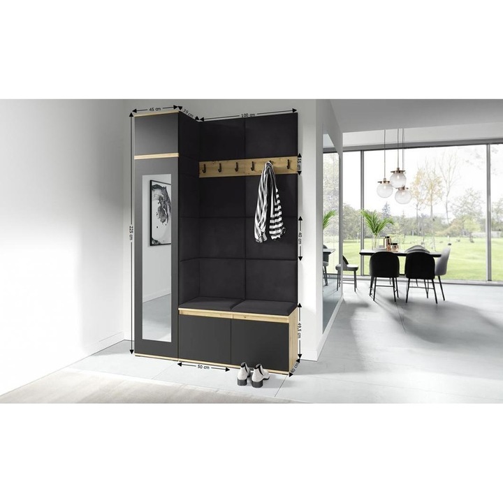Cuier Hol Max 22 Culoare Negru cu Artisan 145x225x40 cm