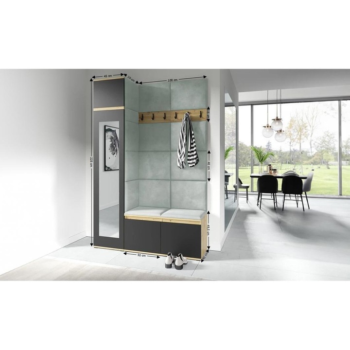 Cuier Hol Max 22 Culoare Verde menta cu Artisan 145x225x40 cm