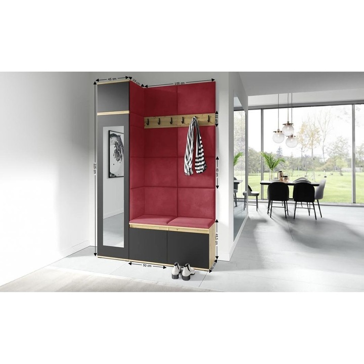 Cuier Hol Max 22 Culoare Rosu cireasa cu Artisan 145x225x40 cm