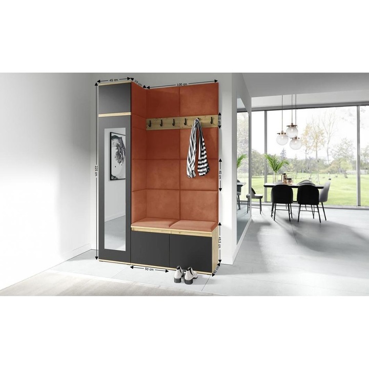 Cuier Hol Max 22 Culoare Bronz cu Artisan 145x225x40 cm