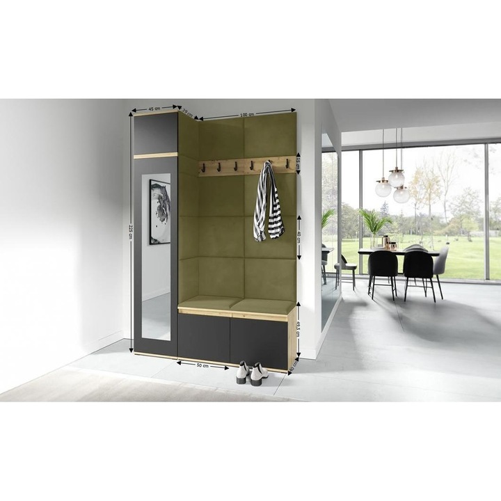 Cuier Hol Max 22 Culoare Verde iarba cu Artisan 145x225x40 cm