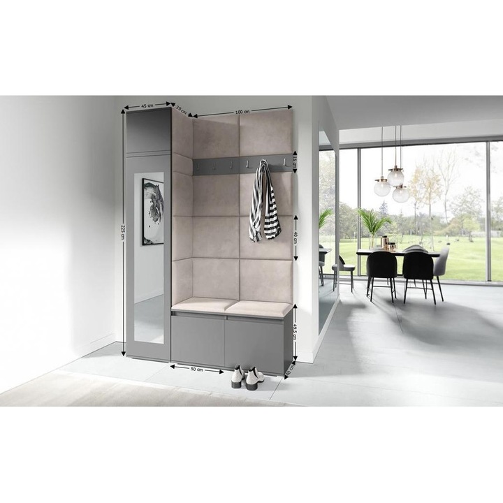 Cuier Hol Max 22 Culoare Bej cu Grafit 145x225x40 cm