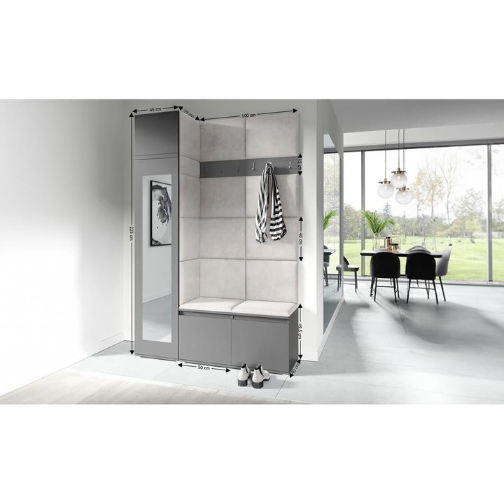 Cuier Hol Max 22 Culoare Crem cu Grafit 145x225x40 cm