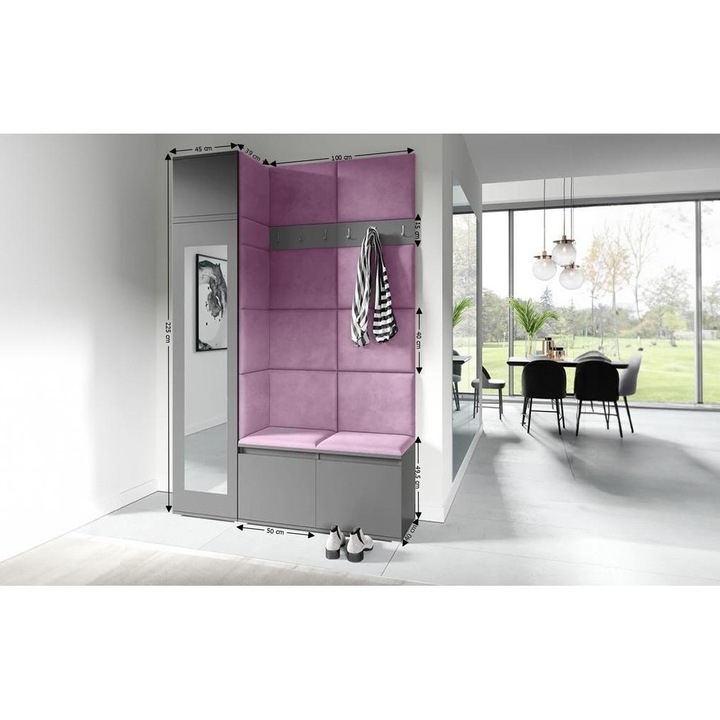 Cuier Hol Max 22 Culoare Mov cu Grafit 145x225x40 cm