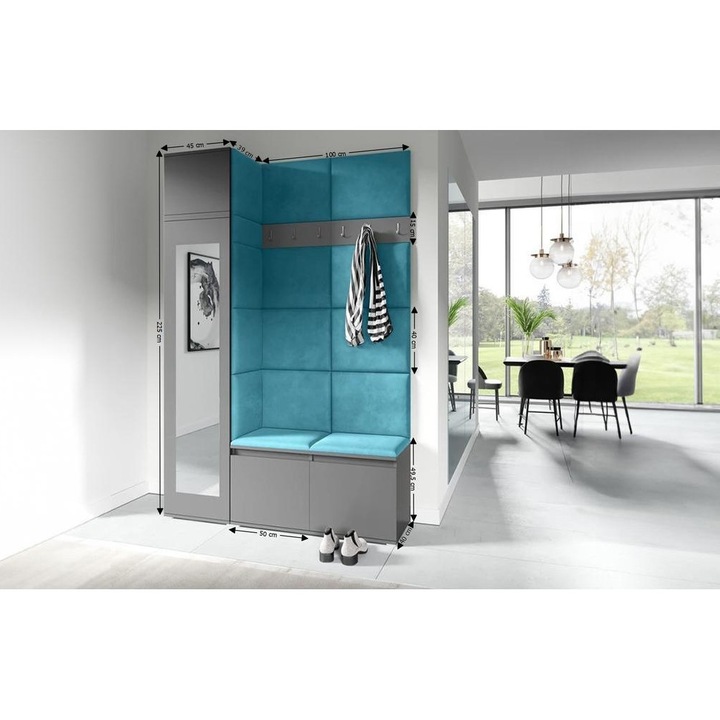 Cuier Hol Max 22 Culoare Albastru deshcis cu Grafit 145x225x40 cm