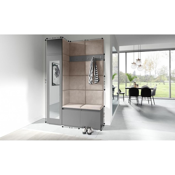 Cuier Hol Max 22 Culoare Gri antracit cu Grafit 145x225x40 cm