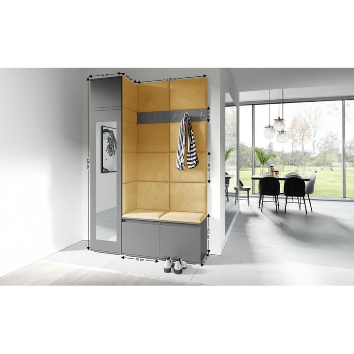 Cuier Hol Max 22 Culoare Galben cu Grafit 145x225x40 cm