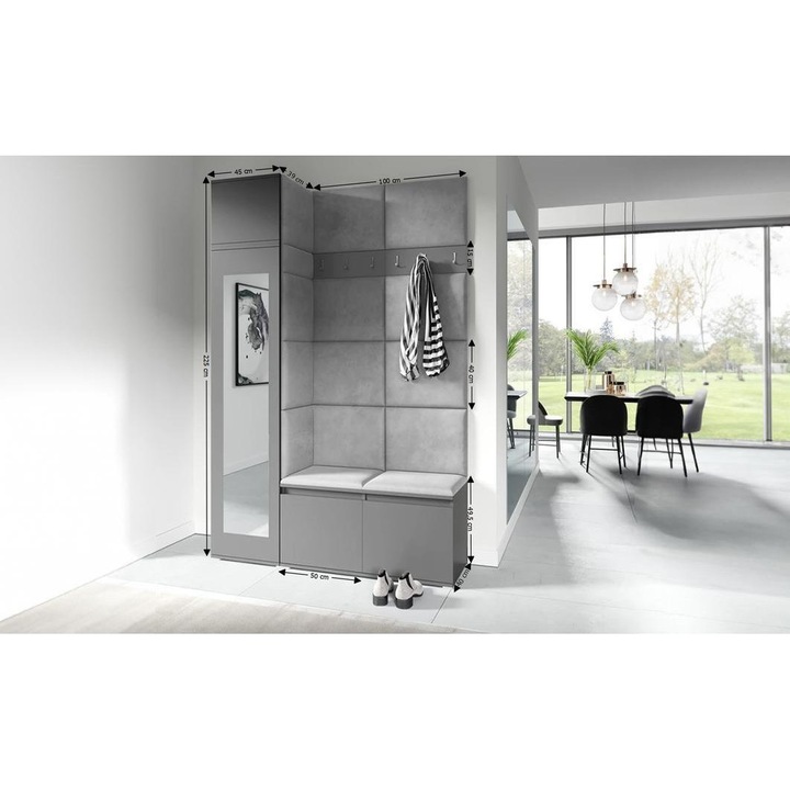 Cuier Hol Max 22 Culoare Gri cu Grafit 145x225x40 cm