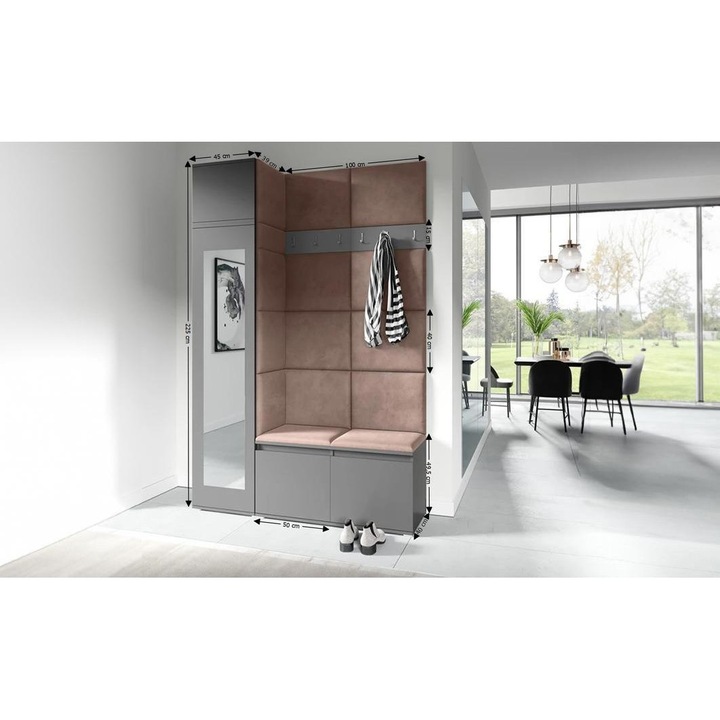 Cuier Hol Max 22 Culoare Maro cu Grafit 145x225x40 cm