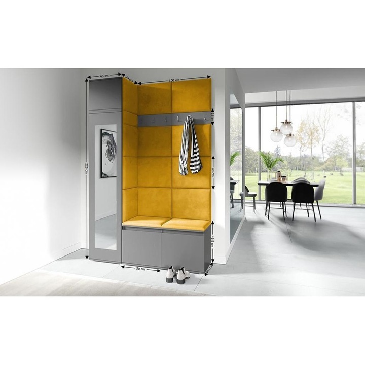 Cuier Hol Max 22 Culoare Galben mustar cu Grafit 145x225x40 cm