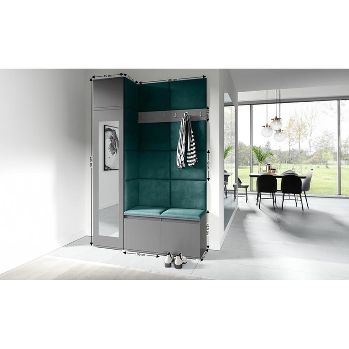 Cuier Hol Max 22 Culoare Verde inchis cu Grafit 145x225x40 cm