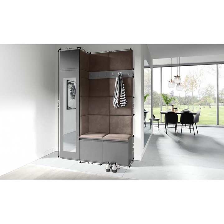 Cuier Hol Max 22 Culoare Maro inchis cu Grafit 145x225x40 cm