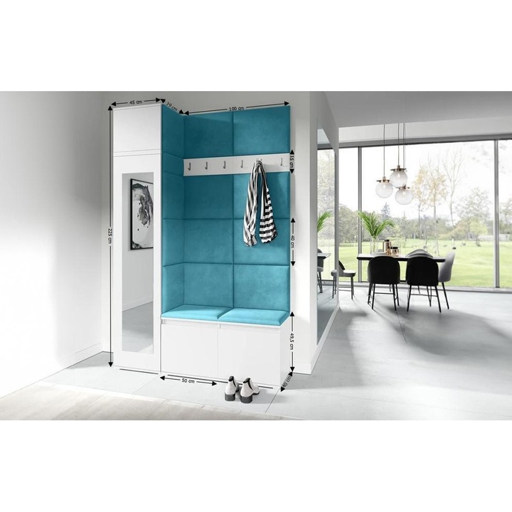 Cuier Hol Max 22 Culoare Albastru deshcis cu Alb 145x225x40 cm