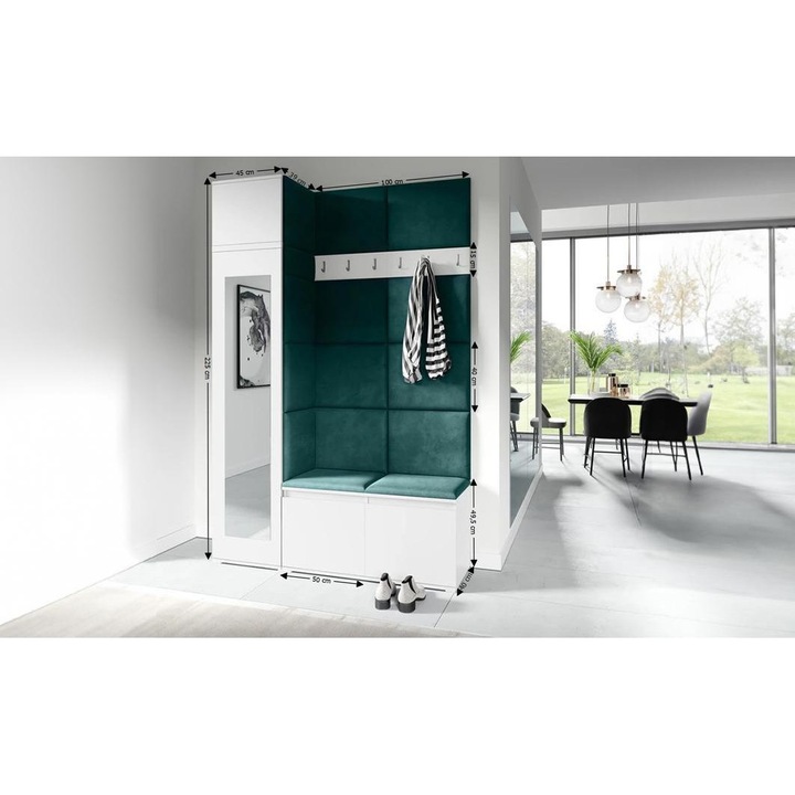 Cuier Hol Max 22 Culoare Verde inchis cu Alb 145x225x40 cm
