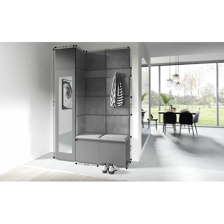 Cuier Hol Max 22 Culoare Gri grafit cu Grafit 145x225x40 cm