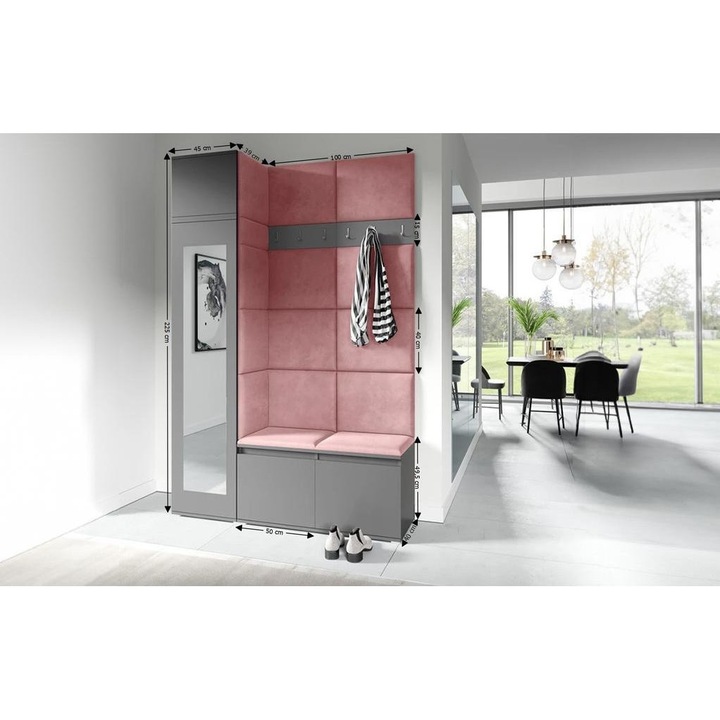 Cuier Hol Max 22 Culoare Rose cu Grafit 145x225x40 cm