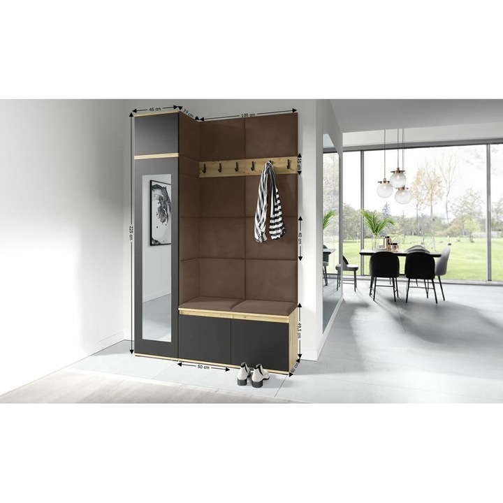 Cuier Hol Max 22 Culoare Maro cu Artisan 145x225x40 cm