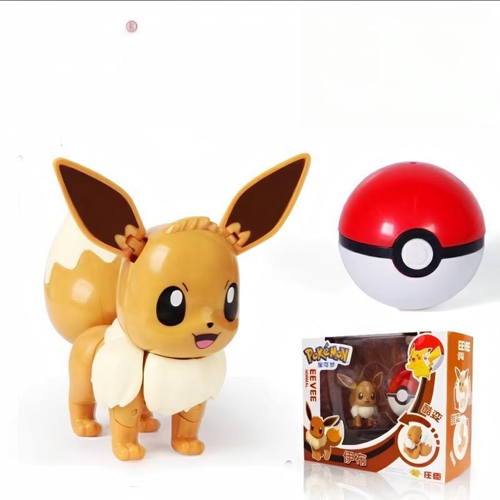 Pokémon Eevee figura átalakulással és Pokéball-lal - Gyűjthető, változtatható modell - Pokémon játék gyűjtőknek - Ajándék Pokémon rajongóknak - Evolúciós lény Pokéball-lal