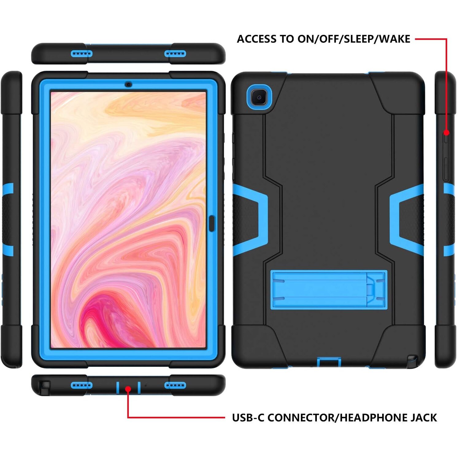 Husa Shockproof Armor Sigloo, pentru Samsung Galaxy Tab A7 (SM-T500/T505/T507), 10.4", cu stand, Negru