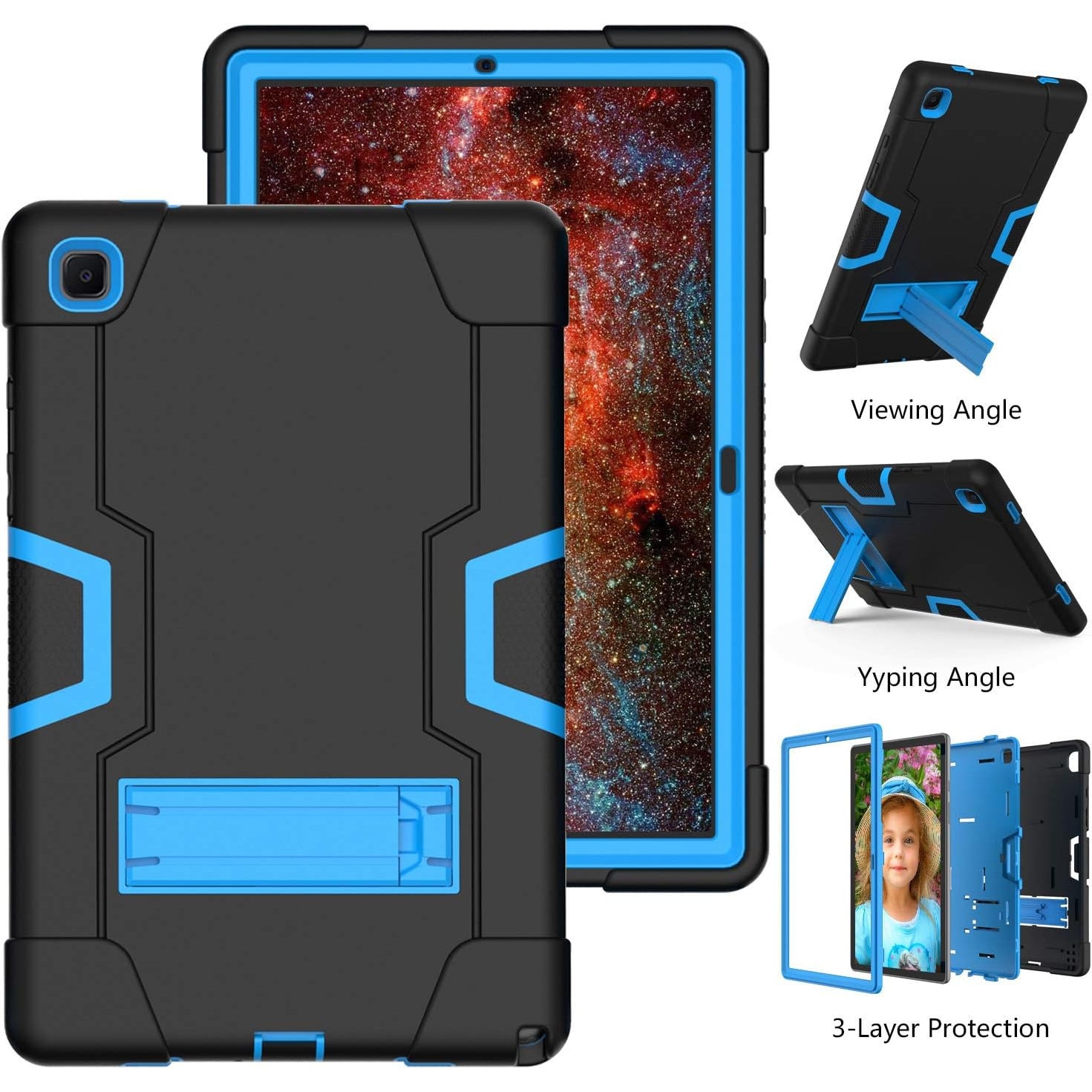 Husa Shockproof Armor Sigloo, pentru Samsung Galaxy Tab A7 (SM-T500/T505/T507), 10.4", cu stand, Negru
