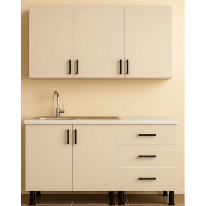 Set Bucatarie front pal cashmir 18 mm cu blat termo, L120cm