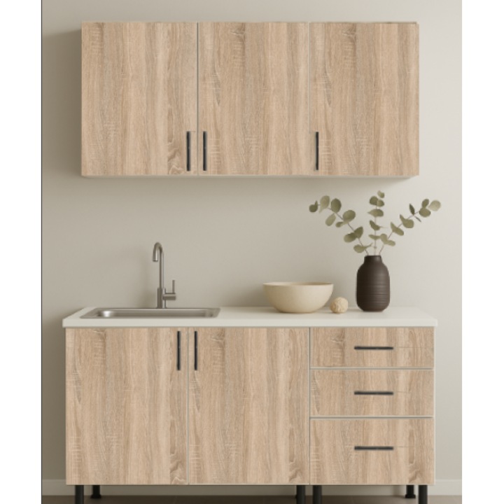 Set Bucatarie front pal sonoma 18 mm cu blat termo, L120cm