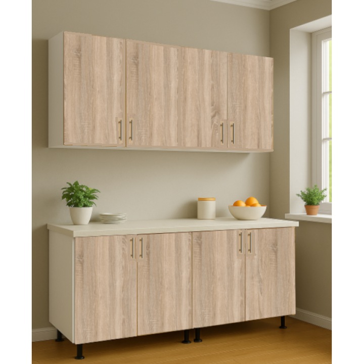 Set Bucatarie front pal sonoma 18 mm cu blat termo, L160cm