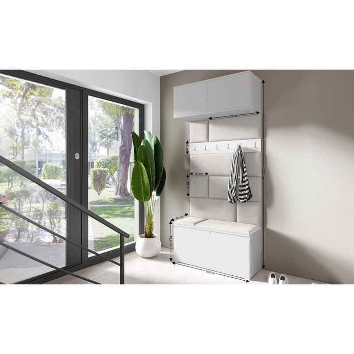 Cuier Hol Max 23 Culoare Crem cu Alb 100x225x40 cm