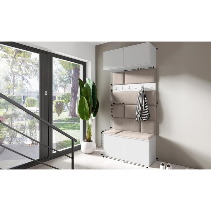 Cuier Hol Max 23 Culoare Gri antracit cu Alb 100x225x40 cm