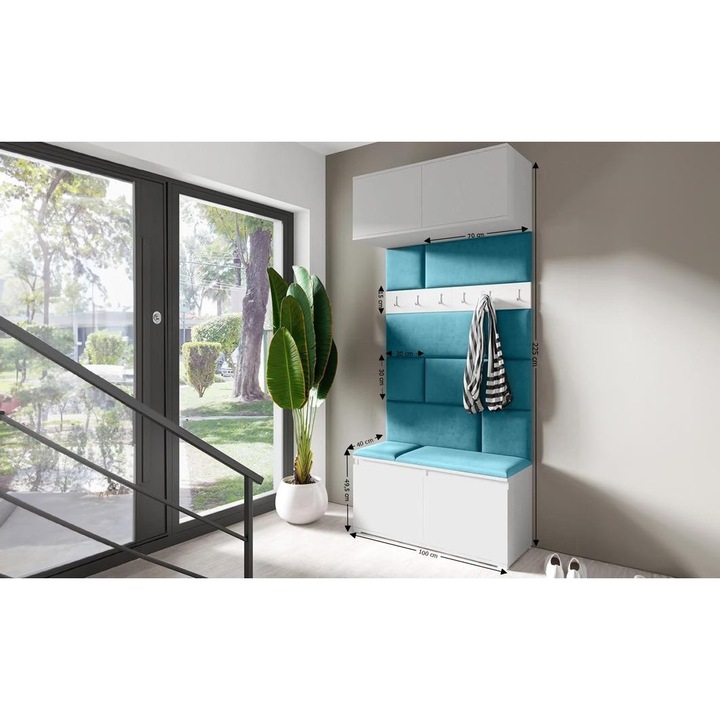 Cuier Hol Max 23 Culoare Albastru deshcis cu Alb 100x225x40 cm