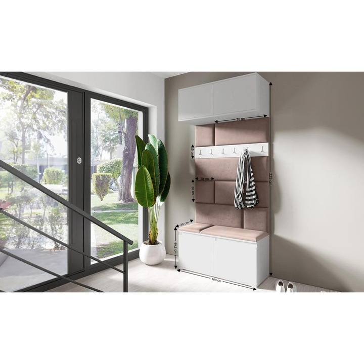 Cuier Hol Max 23 Culoare Maro cu Alb 100x225x40 cm