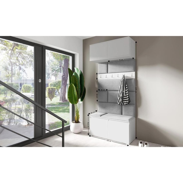 Cuier Hol Max 23 Culoare Gri cu Alb 100x225x40 cm