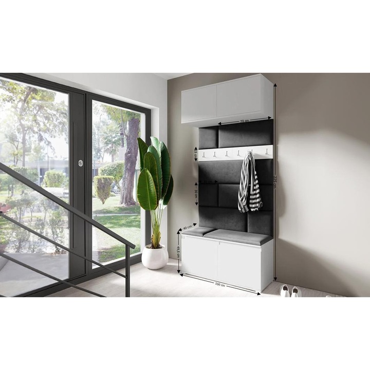 Cuier Hol Max 23 Culoare Negru cu Alb 100x225x40 cm