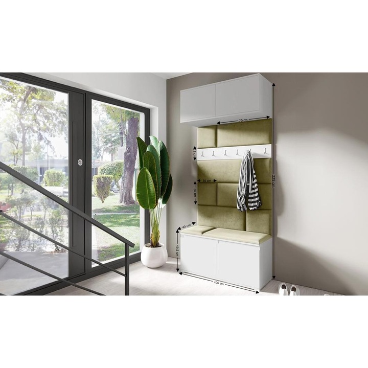 Cuier Hol Max 23 Culoare Verde iarba cu Alb 100x225x40 cm