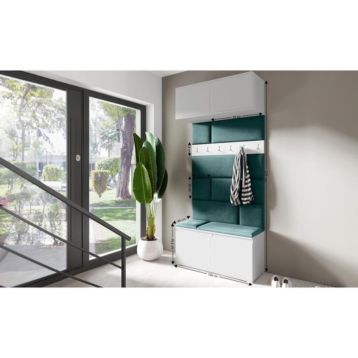 Cuier Hol Max 23 Culoare Verde inchis cu Alb 100x225x40 cm