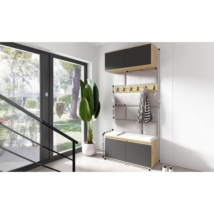 Cuier Hol Max 23 Culoare Crem cu Artisan 100x225x40 cm