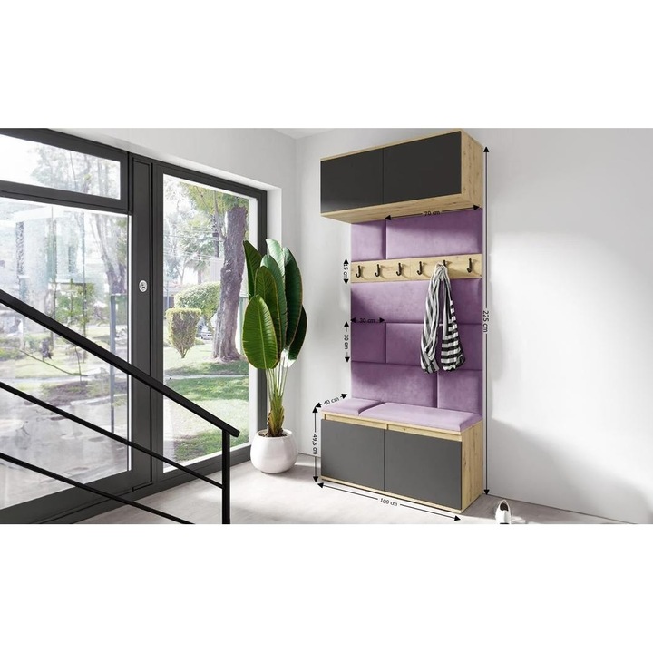 Cuier Hol Max 23 Culoare Mov cu Artisan 140x225x40 cm