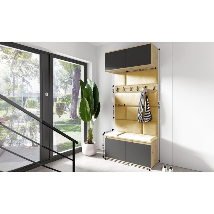 Cuier Hol Max 23 Culoare Galben cu Artisan 100x225x40 cm