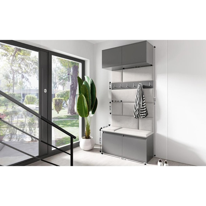 Cuier Hol Max 23 Culoare Crem cu Grafit 100x225x40 cm